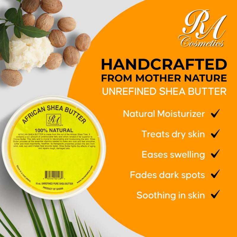 RA Cosmetics 100% Pure African Shea Butter, Golden - Unrefined, Raw African Luxury Head-to-Toe Moisture Miracle for Radiant Skin and Luscious Hair - Sourced from Ghana - 16 oz Jar - Image 3